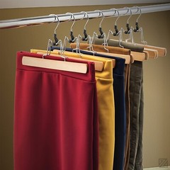 High-Grade Wooden Pants Hangers with Clips Non Slip Slack Skirt Hangers, 10 Pack