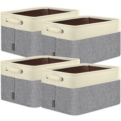 4 PCS Grey Fabric Storage Bin 15x11x9.5 Inch Closet Shelf Organizer Basket