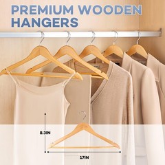 Wooden Hangers 8 Pack, Heavy Duty Wood Hangers for Coats, Suits, Jackets, Clo…