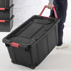 Sterilite 1469 40 Gal. Wheeled Industrial Tote – Black, 2 Pack (14699002)