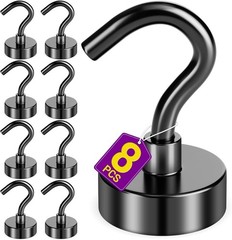 8 Pack Black Magnetic Hooks 30 LB Neodymium Magnetic Hooks Cruise Cabins Strong