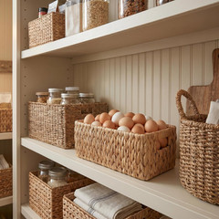 Natural Water Hyacinth Storage Baskets, Set of 2, Hand-Woven Farmhouse Style
