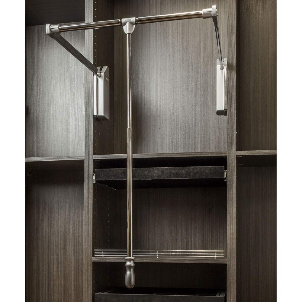 Soft-Close Wardrobe Lift Polished Chrome Expanding Heavy duty steel Tubing—