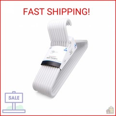 Strong Extra Heavy Adult Plastic Tube Hangers – White – 9 Ct