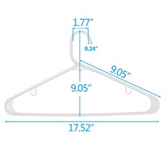 Clothes Hangers 100 Pack Plastic Hangers Coat Hanger Space Saving w/Hooks White