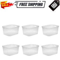 Sterilite Tall Storage Bin Easy Access Container Carry Handles 6 Count