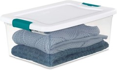 Sterilite 14948012 15 Qt./14 L Latching Box Clears, Quart, White, 12 Piece