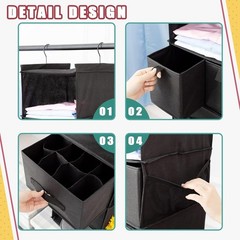Hanging Closet Organizer with 5 Drawers 6 Shelves Storage for Wardrobe RV Black
