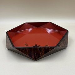 Japanese Cherry Bark Hexagonal Wooden Accessory Valet Tray Bowl Mid Century