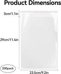 200Pcs Magazine Protection, Clear Plastic Magazine Sleeves 9.25 X 11.42 Inches,
