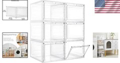 Durable Clear Plastic Storage Bins with Lids, 6 Count, Elegant Magnetic Closure