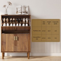 Line Groove Walnut Buffet Sideboard Cabinet 2 Door Accent Storage Cabinet