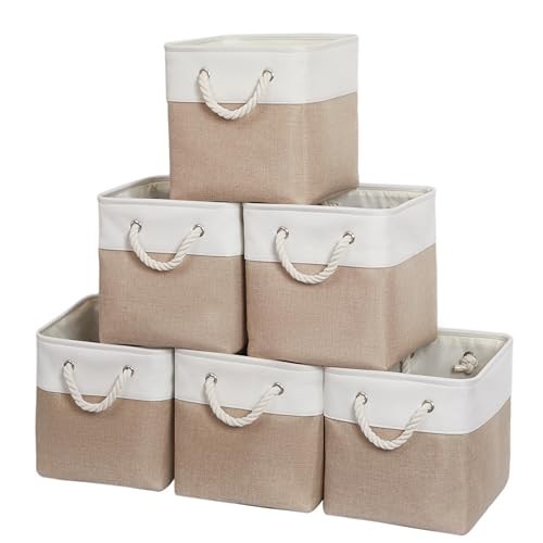11 x 11 Inch Storage Cubes, 6 Cube – 11 x 11 x 11 inches (6 Pack) White&Beige
