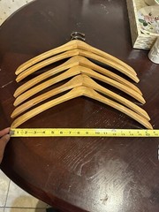 Beverly Coat Hangers 17” Length 8.5” Height Wooden Hangers Coat Jacket Lot Of 6