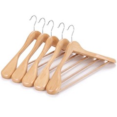 Wide Shoulder Wooden Hangers 12 PCS Premium Coat Clothes Hanger Non-Slip Natural