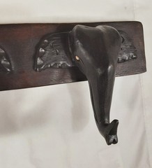 Unique Wooden Triple Elephant Trunk Coat Jacket Shelf Hook Rack 20″ x 3″