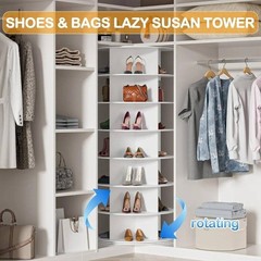 Rotating Shoe Rack Tower 7 Tier Free Standing Shoe Organizer Round Carousel Rack