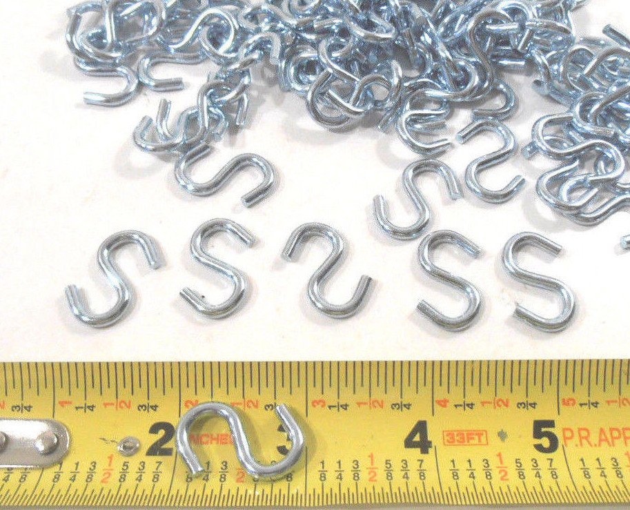 S HOOK 100 PC. 1″ INCH S HOOK LOT OF 100 STEEL S HOOKS S-HOOKS