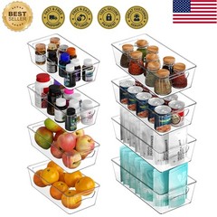 Pantry Bins Storage Organizer, 8 Packs 4 Medium & 4 Large