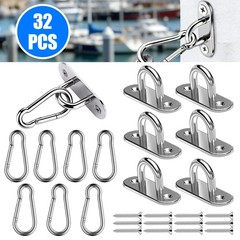 32x Pad Eye Plate Snap Hook Kit 1.8″ Stainless Steel Marine Hardware with Screws