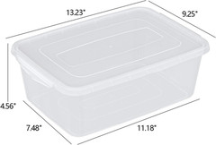 4 Pack Clear Latch Storage Bins, 6.5 Quart Containers with Lids