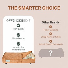 Under Bed Storage with Wheels, Low Profile Rolling Storage Box in Vegan Leather