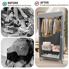 Metal Clothes Organizer Heavy Duty Clothing Garment Rack Closet Storage Shelf US