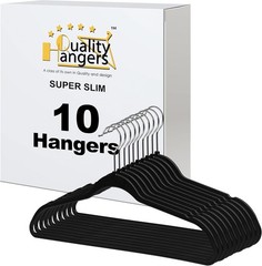 10 Pack Slim Plastic Hangers for Clothes – 16.5″ Won’t Crease Your Clothes, Heav