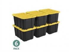 Sterilite 27 Gallon Industrial Storage Totes Heavy Duty Plastic Bins Set of 6