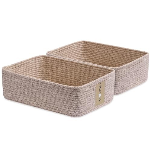 Large Shallow Organizing Baskets 15x11x5.1 Inches – 2pcs-L15×W11×H5.1″ Natural