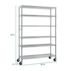 Heavy Duty 6 Tier Storage Shelves Metal Shelf Wire Metal Storage Rack with Wheel