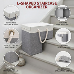 Foldable Stair Basket with Handle for Toys, Clothes & More – Grey