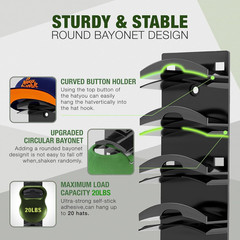 2 Pack Hat Organizer Rack for Baseball Caps Wall Mount Holder Holds 20 Hats