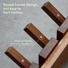 Wood Coat Rack Wall Mount – Large Walnut Piano Coat Rack wtih 5 Hooks for Han…