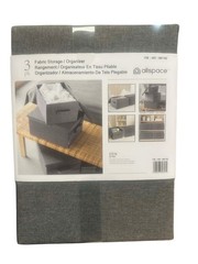 Allspace Collapsible Stackable Fabric Storage Organizer Lids 3Pk Handles Gray