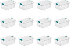 Sterilite 14948012 15 Qt./14 L Latching Box Clears, Quart, White, 12 Piece