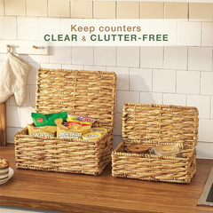 Set of 2 Natural Wicker Baskets with Lids – Stylish Storage Bins