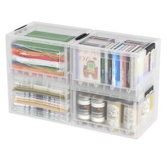 Idotry 4-Tire Clear Plastic Stackable Storage Bins Foldable Closet Organizer Box