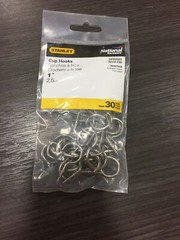 National Hardware N119-730 Satin Nickel Metallic Steel 1″ L Cup Hook 10 lb 30 pk