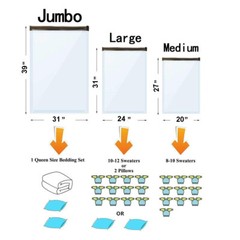 24 x Jumbo Vacuum Storage Bags Travel Space Saver Garment Seal Clothes Hand Pump