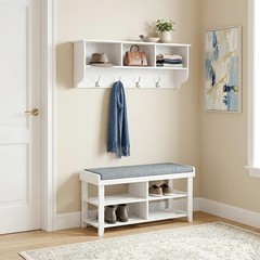 38.6″ Contemporary Wall Mounted Coat Rack W/ Shelf Entryway Hanging Coat Rack W/