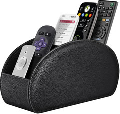 Remote Control Holder, 5 Compartments Vegan Leather TV Remoter Caddy Desktop Org