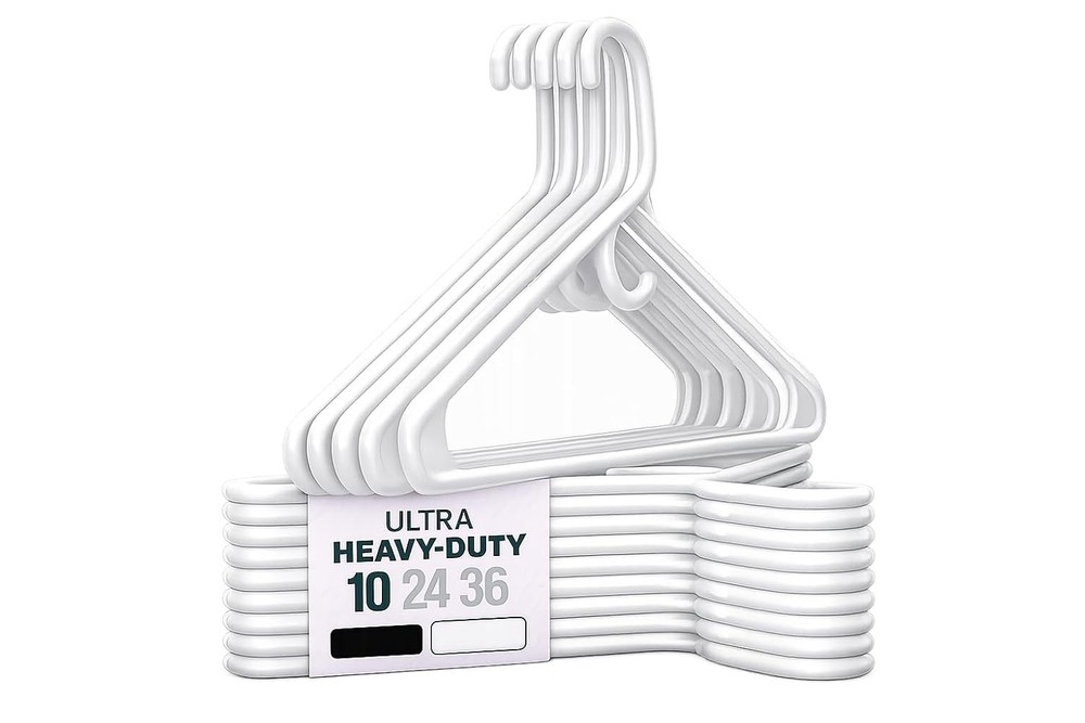 Ultra Heavy Duty White Plastic Coat & Suit Hangers Strong Durable 10 Size