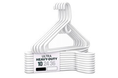 Ultra Heavy Duty White Plastic Coat & Suit Hangers Strong Durable 10 Size