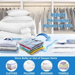 12Pcs Vacuum Storage Bags – 2 Jumbo, 5 Large, 5 Medium – Space Saver+Hand Pump