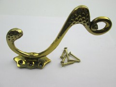 Contemporary Polished Brass Hat Hanger and Coat Hook Wall Mount with Screws