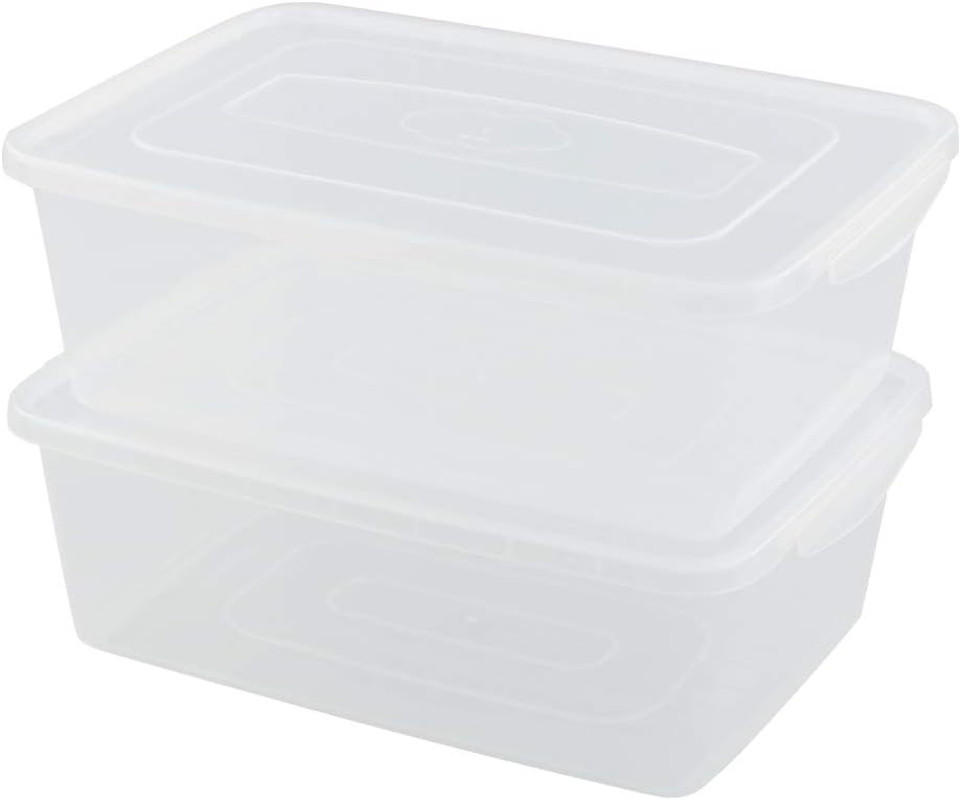 Clear 16 Quart Storage Bins with Lids – 2 Pack Plastic Latch Containers