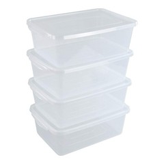 4 PCS 14 Quart Clear Storage Bin Plastic Latching Box Container Lid Shoe Box