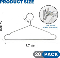 20 Pack Extra Wide Stainless Steel Coats Hangers, 17.7″ Heavy Duty Clothes Hange