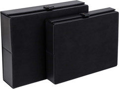 Elegant Faux Leather Photo Storage Boxes with Dust-Proof Lid – Set of 2
